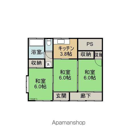 常磐線 相馬駅 徒歩10分 1階建 築39年(3K)の間取り写真