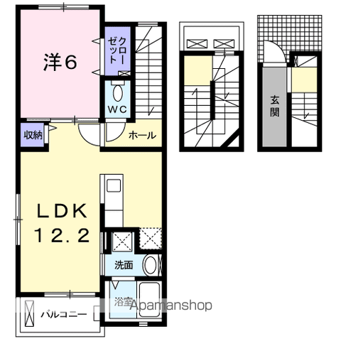 グランツェン(1LDK/3階)の間取り写真