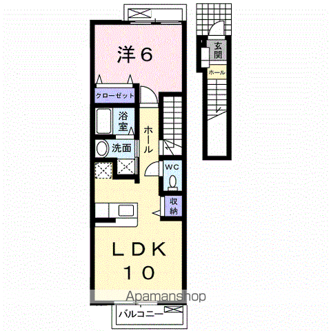 ヴィラ・佐藤Ⅱ(1LDK/2階)の間取り写真