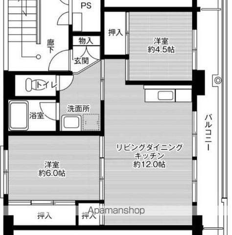 ビレッジハウス小出2号棟(2LDK/3階)の間取り写真