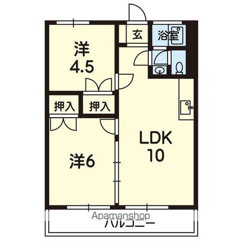 コーポ鶴Ⅱ(2LDK/2階)の間取り写真