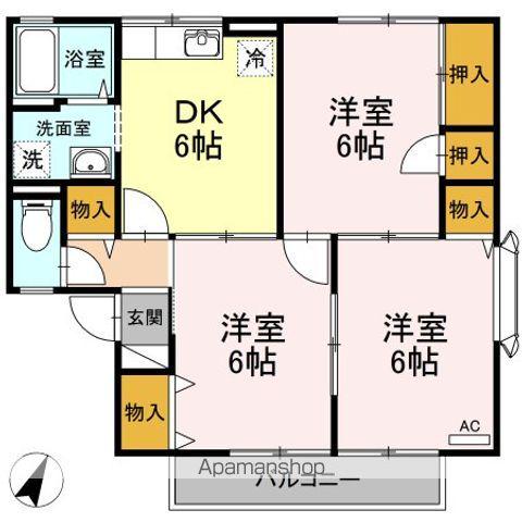 エスポアール壱番館(3DK/1階)の間取り写真