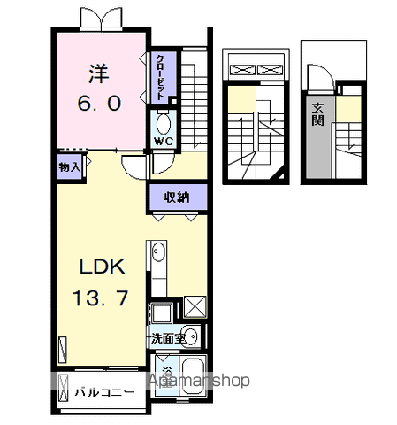 リエージュ(1LDK/3階)の間取り写真
