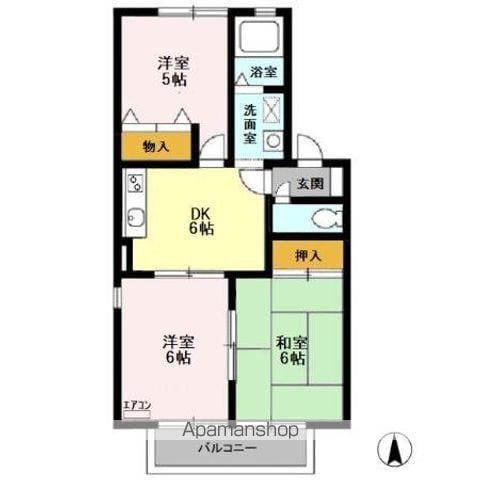 パークメゾンA(3DK/2階)の間取り写真