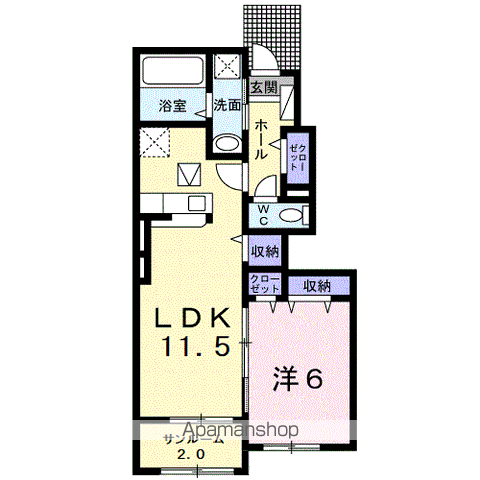 メゾン・ラ・ボヌールⅩⅥ(1LDK/1階)の間取り写真