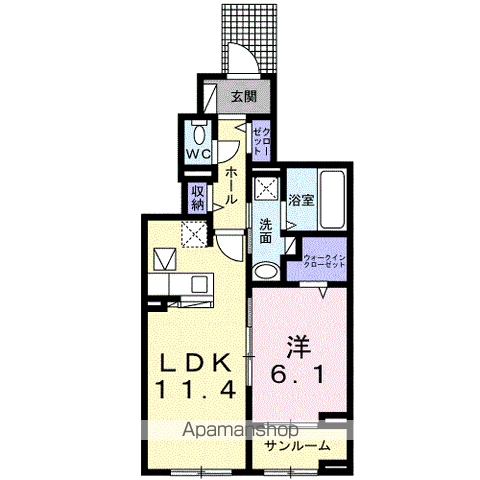 クルメニュールタンⅢ(1LDK/1階)の間取り写真