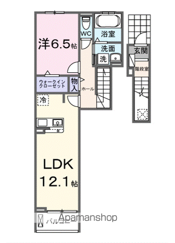 シエルクラスかわせみ(1LDK/2階)の間取り写真