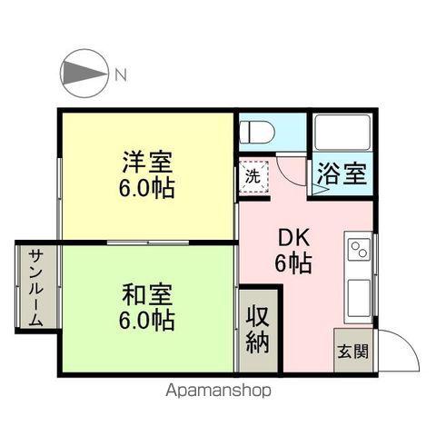 メゾングリーンヒル(2DK/2階)の間取り写真