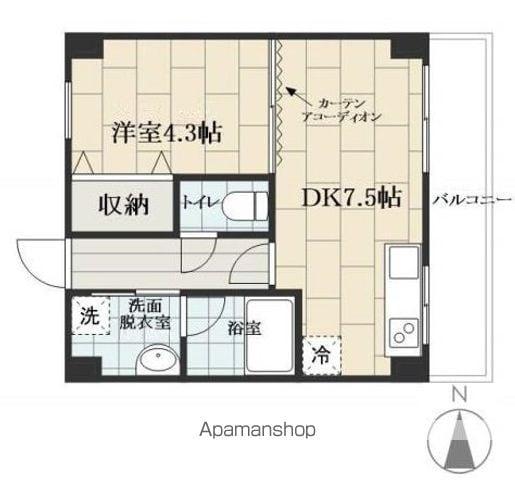 ベルシティ(1DK/2階)の間取り写真
