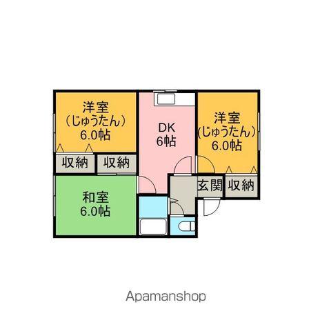 ビレッヂ山岸B(3DK/1階)の間取り写真