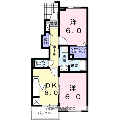 サニーカンパーニュ(2DK/1階)の間取り写真