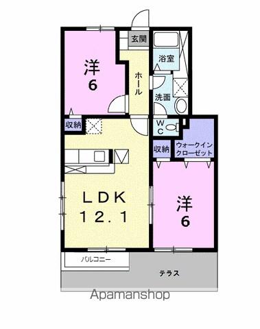ヴィラージュⅠ(2LDK/1階)の間取り写真