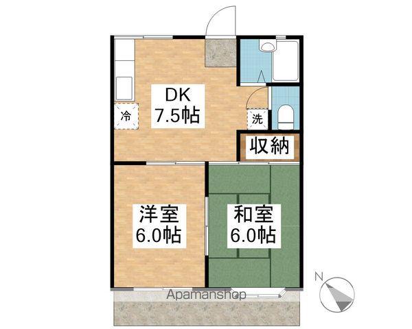 エバーグリーンB(2DK/1階)の間取り写真