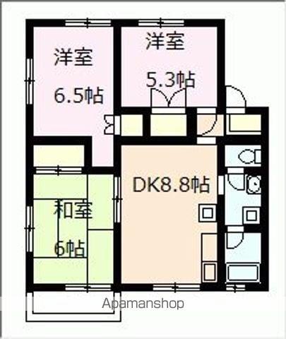 旭ルーミー山形西5号館(3DK/1階)の間取り写真