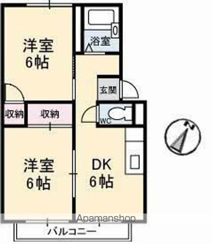 プレジール西元屋B棟(2DK/2階)の間取り写真
