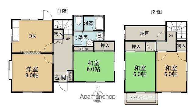 広島県広島市佐伯区 2階建 築47年(4DK)の間取り写真