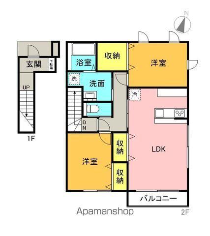 津森町アパートB(2LDK/1階)の間取り写真
