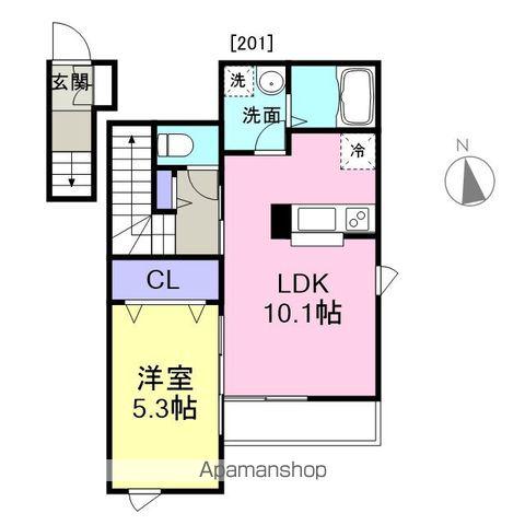 グランデ・ジュメリー(1LDK/2階)の間取り写真