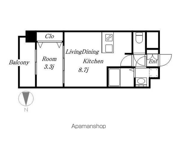 メイクスデザイン上前津(1DK/7階)の間取り写真
