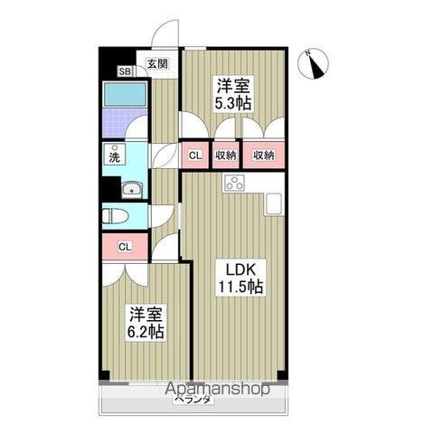 グランドマンション中内出(2LDK/4階)の間取り写真