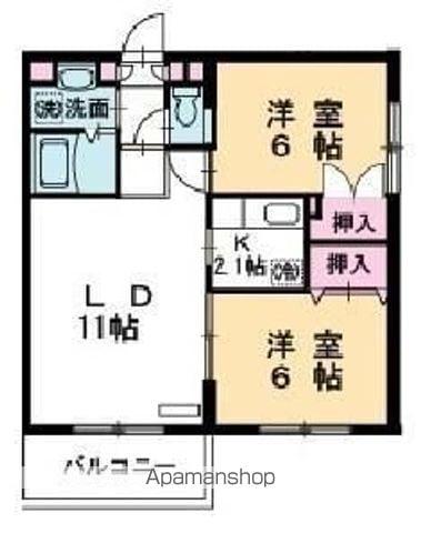 メイプルコート館坂(2LDK/4階)の間取り写真