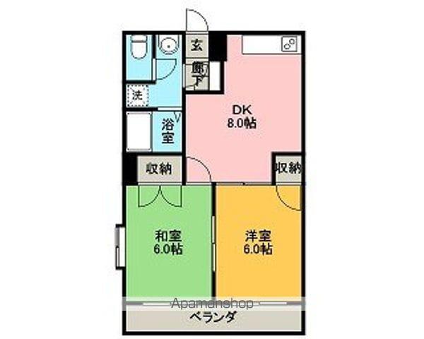 ザ・ビューヒルズ2(2DK/3階)の間取り写真