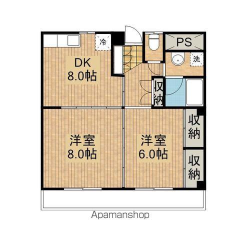 ウエスト・ヒルズ(2DK/2階)の間取り写真