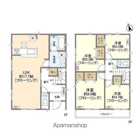 南武線 府中本町駅 徒歩16分 2階建 築4年(4LDK)の間取り写真