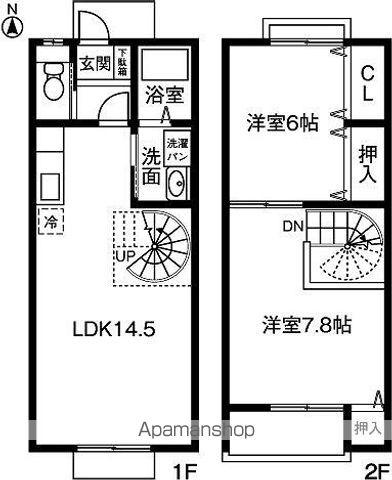 アビタシオン竹ノ山A・B(2LDK)の間取り写真