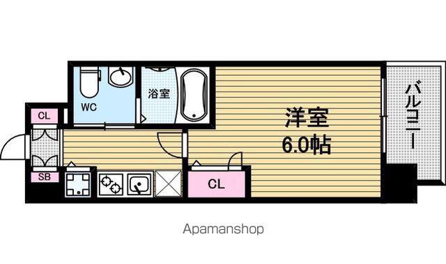 エスリード谷町6丁目(1K/9階)の間取り写真