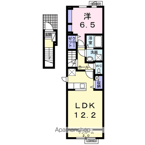 グリーンパークB(1LDK/2階)の間取り写真