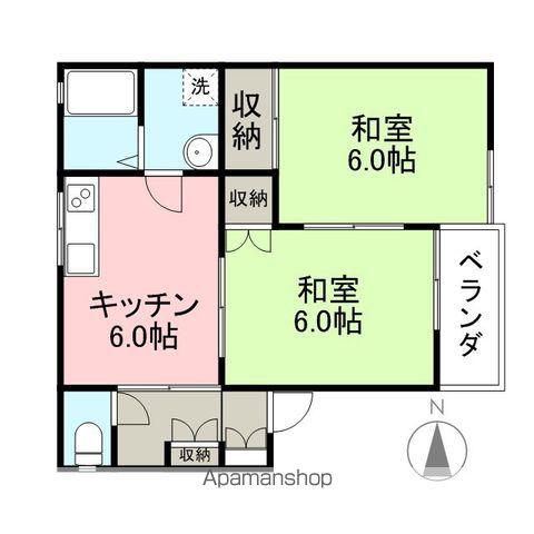 シャトレシャルマン(2DK/2階)の間取り写真