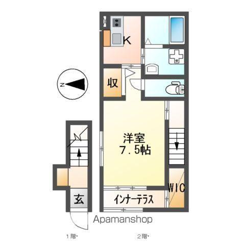 ロージー(1K/2階)の間取り写真