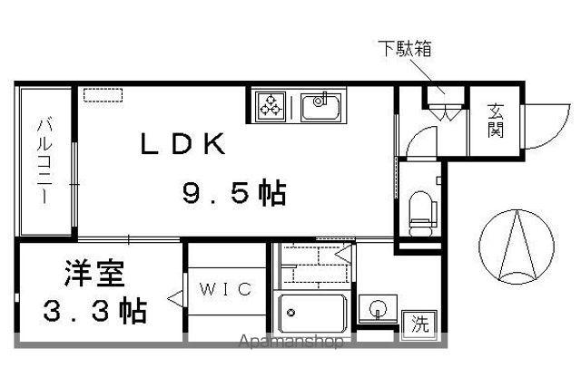 LACINE五條(1LDK/2階)の間取り写真