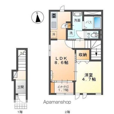 ラ・フォルテⅢ(1LDK/2階)の間取り写真