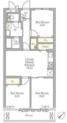 メゾンカルム中落合サウス(3LDK/1階)の間取り写真
