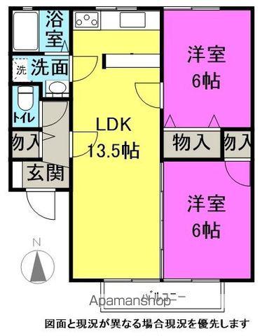 ベルジェ荻須C棟(2LDK/2階)の間取り写真