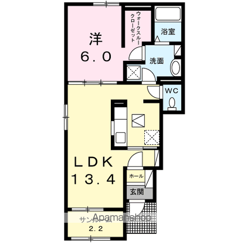 アールⅢ(1LDK/1階)の間取り写真