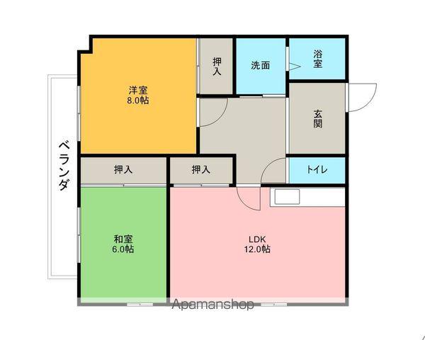 メゾンクレール(2LDK/2階)の間取り写真