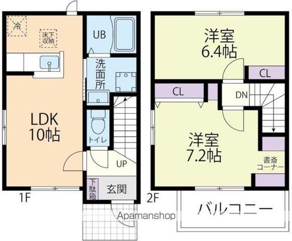 26315石巻市渡波テラスハウスB(2LDK/2階)の間取り写真