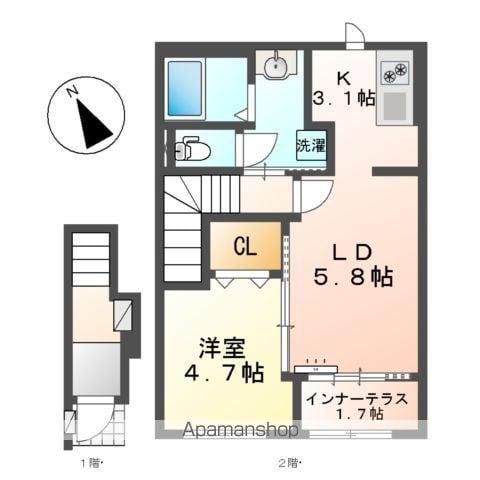 エテルネル8(1LDK/2階)の間取り写真