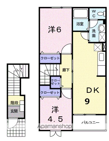 フォーリストガーデンⅡ(2DK/2階)の間取り写真