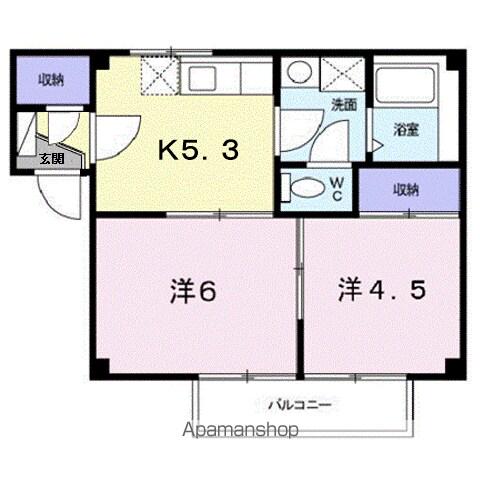 ソレーユ久安(2K/2階)の間取り写真