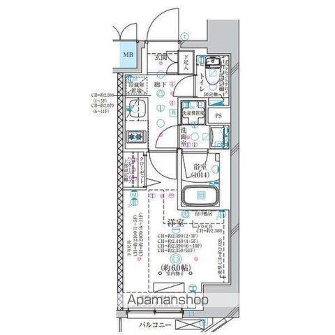 ディアレイシャス大須観音III(1K/8階)の間取り写真