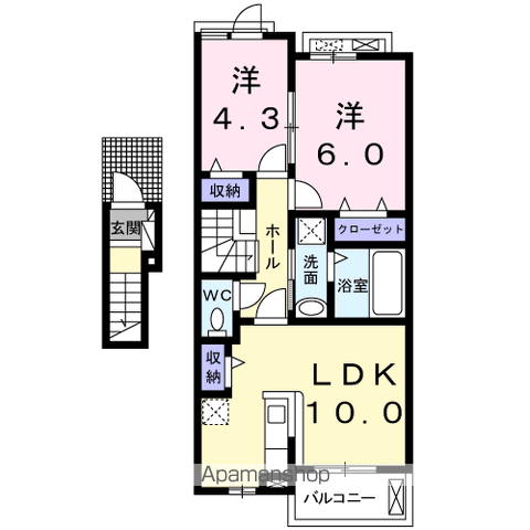 ベル オーヴⅧ B(2LDK/2階)の間取り写真