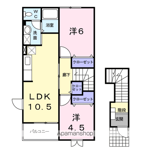 アヴニールⅥ(2LDK/2階)の間取り写真