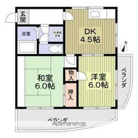 ジュンカ南柏(2DK/2階)の間取り写真