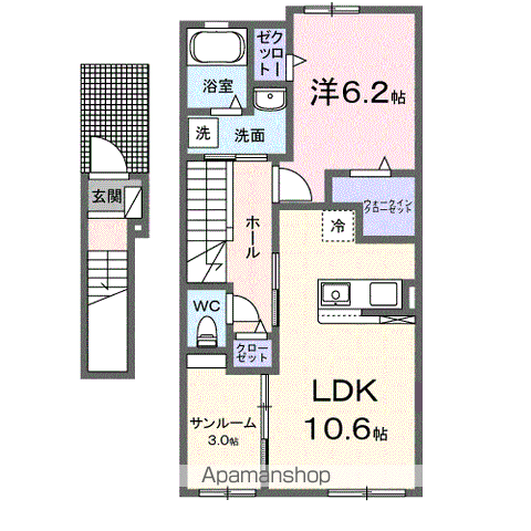 セリーノ・K(1LDK/2階)の間取り写真