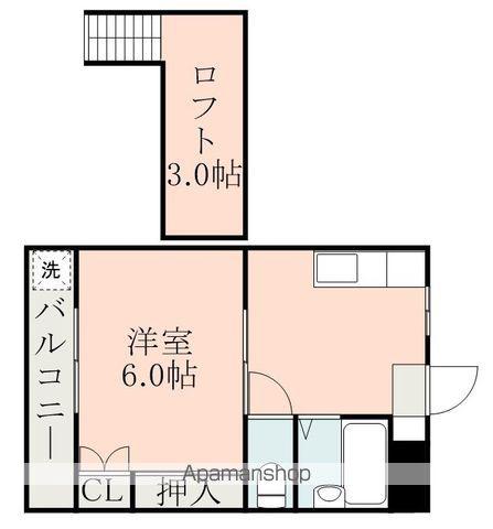 アールスコート弐番館(1DK/2階)の間取り写真