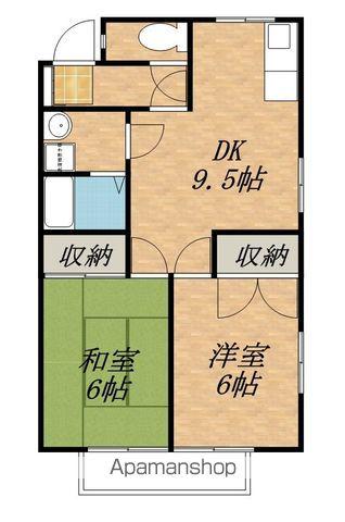 ピーコック(2DK/1階)の間取り写真